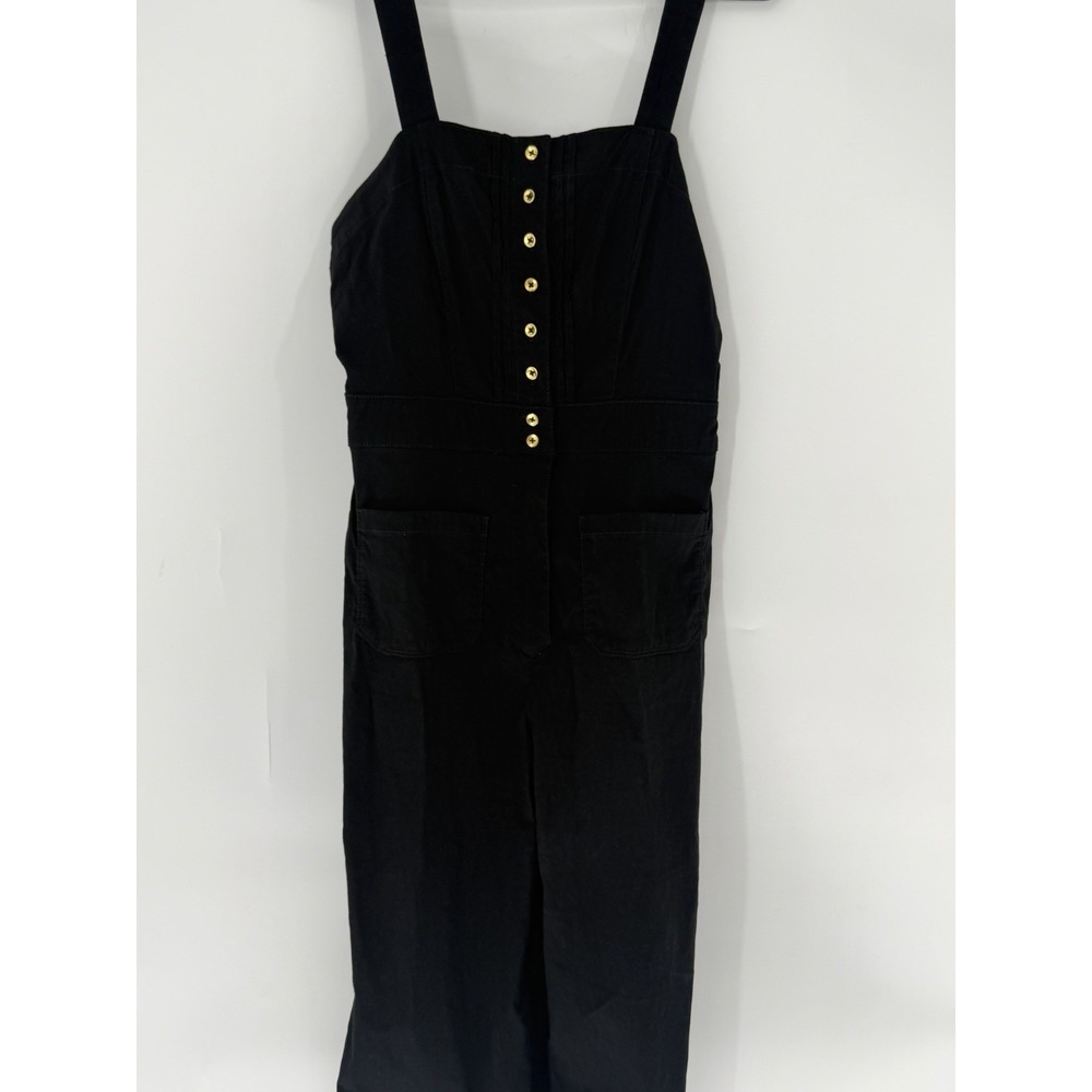 Maeve Anthropologie Colette Jumpsuit Black Tan Colorblock Button Front Size 8 - Picture 5 of 11